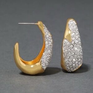 NEW Solanales Pave’ Crystal Sculpted Hoop Earrings Alexis Bittar F18